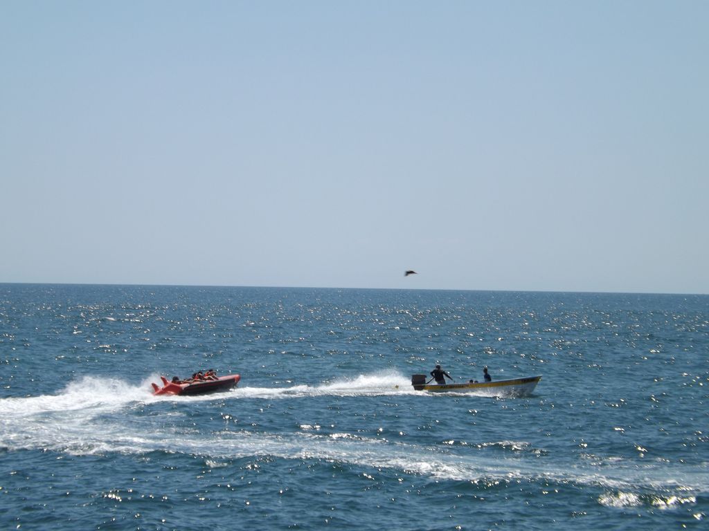 Boating on turquoise blue water