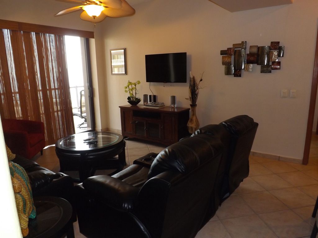 Comfortable couch in this spacious living area